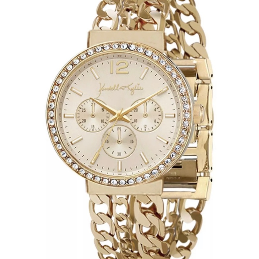Women's Triple Link Gold Tone Stainless Steel Strap Analog Watch 40mm